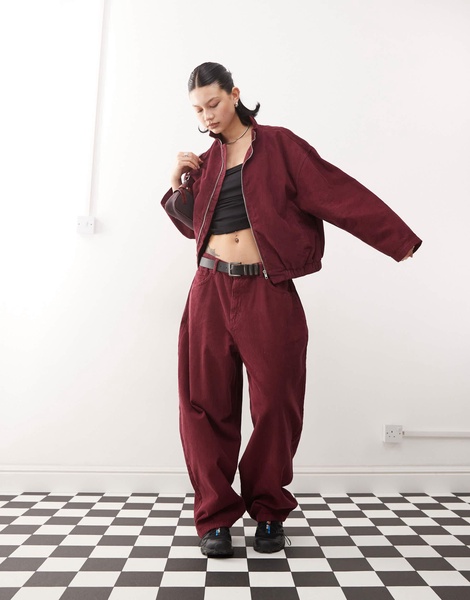 Reclaimed Vintage cord bomber jacket in burgundy - part of a set