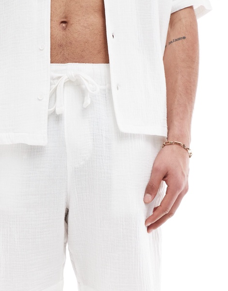 Bershka textured shorts in white - part of a set