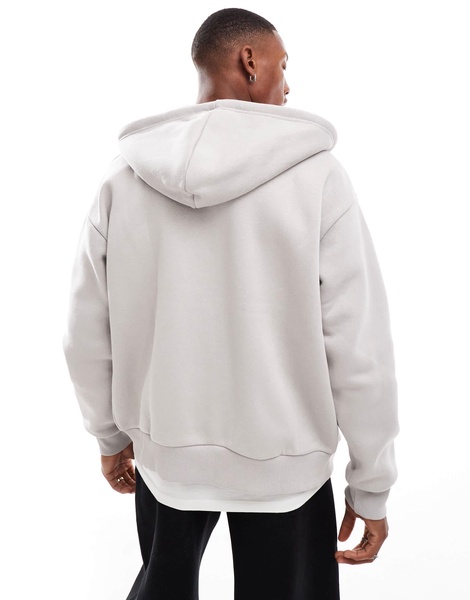 Bershka washed zip up hoodie tracksuit in gray