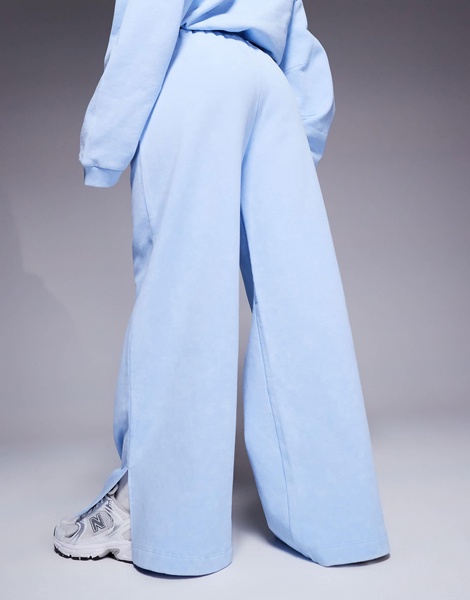 Weekend Collective wide leg sweatpants in dusky blue - part of a set