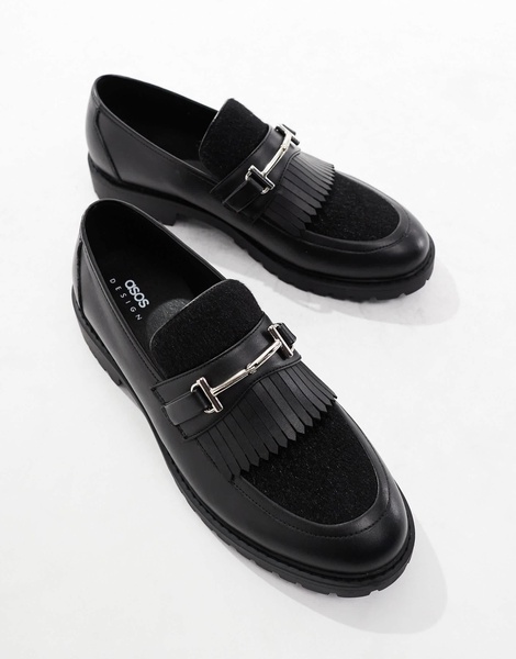 ASOS DESIGN chunky loafers in black with faux fur