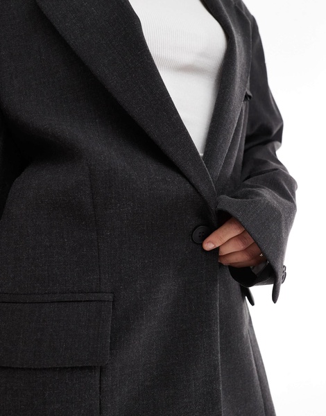 Bershka oversized blazer in dark gray