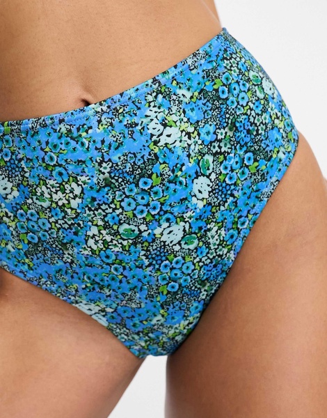 Monki high waisted floral bikini bottoms in blue floral - part of a set
