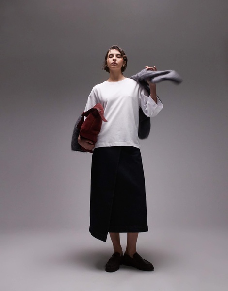 ARKET heavyweight 3/4 sleeve T-shirt in white