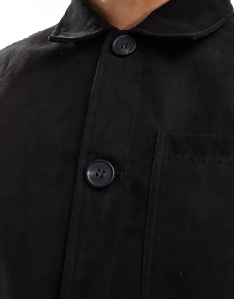 Brave Soul button through jacket with collar in black