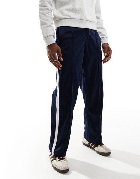 Bershka wide fit side panel sweatpants in navy