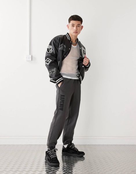 Aape By A Bathing Ape side logo cuffed sweatpants in washed gray