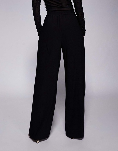River Island wide leg tailored pants in black