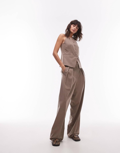 Mango button up cami vest in brown - part of a set