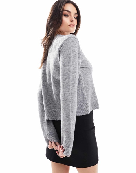 Weekday Ayla knitted sweater in gray heather