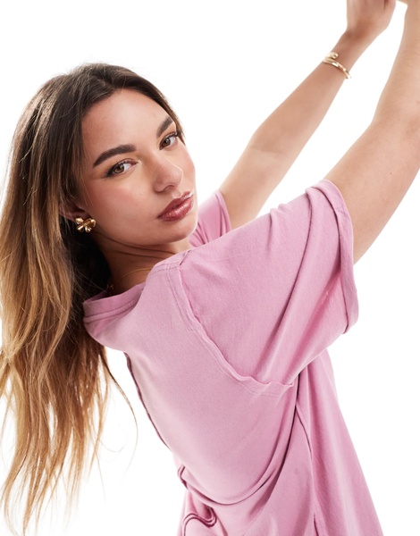 ASOS DESIGN slouchy raw edge regular fit washed t-shirt in washed plum