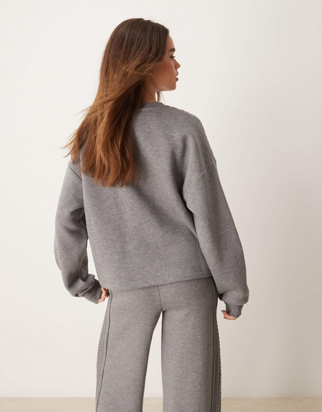 ASOS DESIGN cable spliced sweatshirt in gray - part of a set