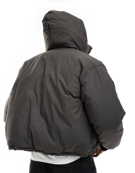 Weekday Floyd bomber puffer coat in dark gray