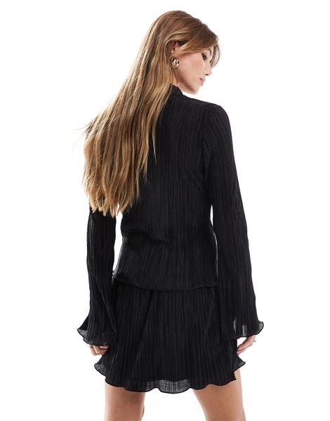 ASOS DESIGN plisse shirt in black - part of a set
