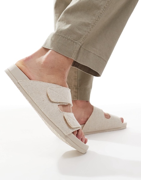 ASOS DESIGN two strap sandals in beige linen