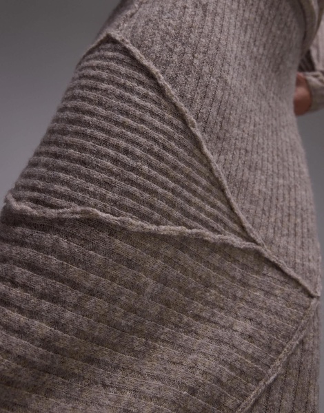 Topshop knitted skirt with asymmetric hem in oat - part of a set