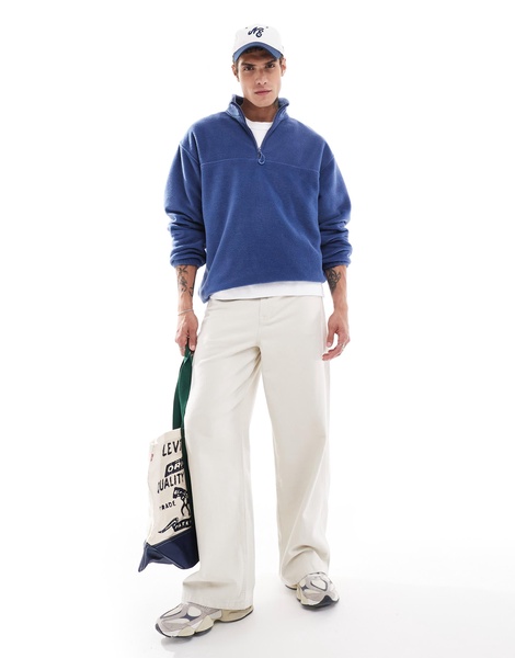 ASOS DESIGN oversized quarter zip fleece sweatshirt in dark blue