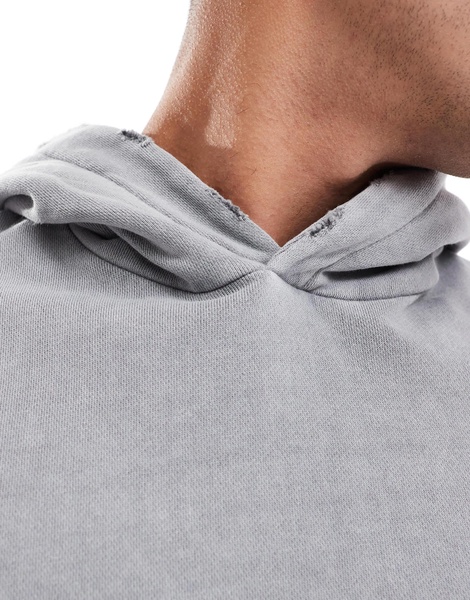 Bershka washed hoodie in gray