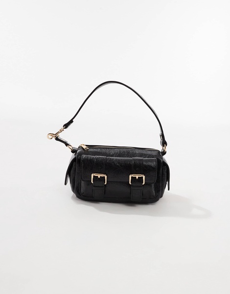 ASOS DESIGN shoulder bag with pockets and hardware detail in black