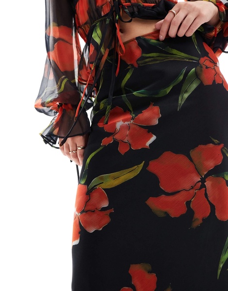ASOS DESIGN chiffon bias maxi skirt in floral print - part of a set