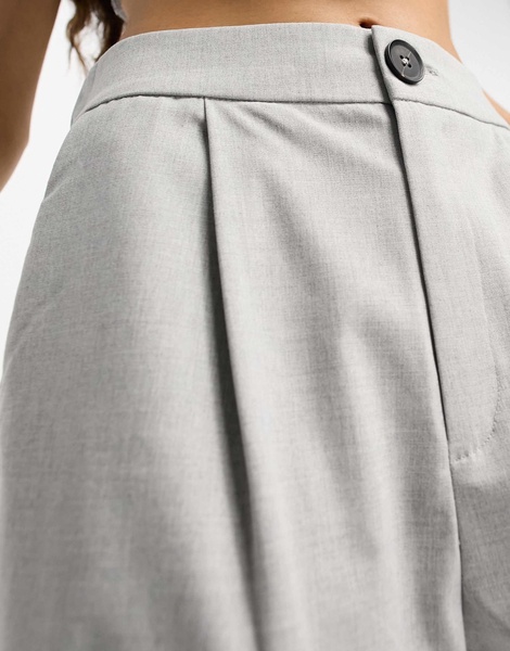 Stradivarius Petite tailored wide leg pants in gray