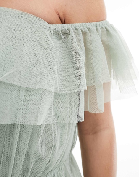 Anaya Premium Bridesmaid bandeau tulle maxi dress sage