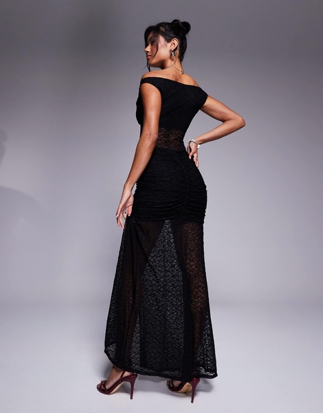 AFRM Tristen off the shoulder maxi dress with side slit in back