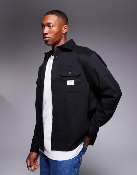 HUGO Blue Ekynone oversized overshirt in black