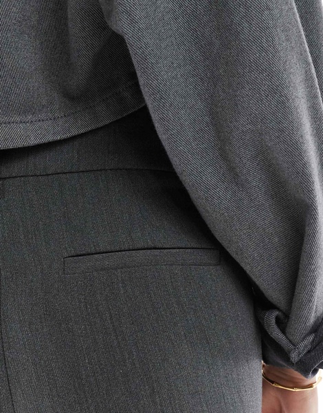 Bershka flared tailored pants in dark gray