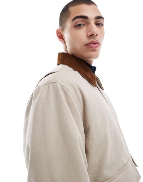 Jack & Jones cotton carpenter jacket with pockets in beige