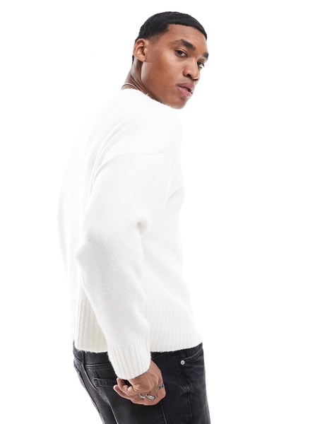 Bershka heavy knit sweater in white