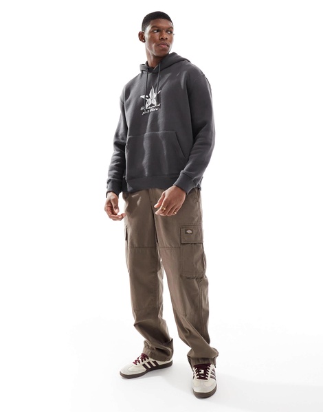 Bershka star back graphic hoodie in charcoal