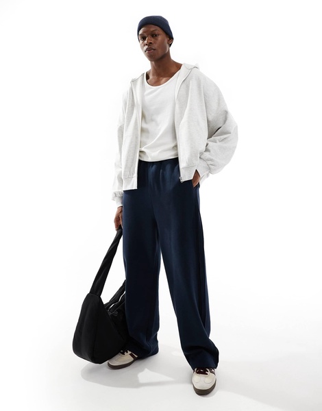 ASOS DESIGN essential extreme oversized zip through hoodie in white heather