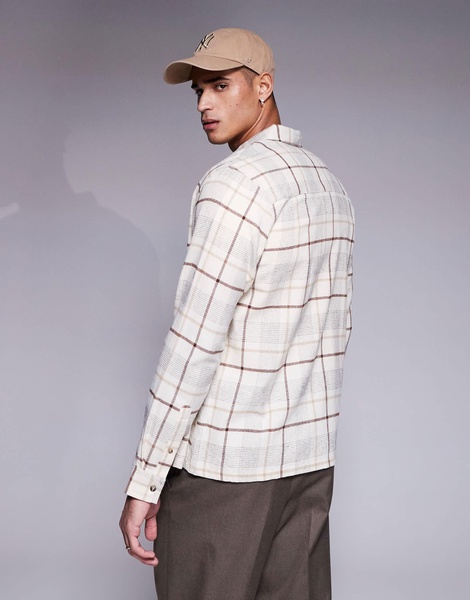 ASOS DESIGN regular shirt in neutral check
