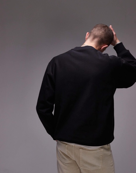 ARKET relaxed heavyweight sweatshirt with side panels in black