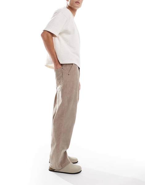 Bershka cord wide leg pants in camel