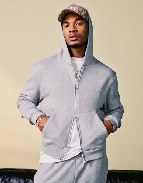 ASOS DESIGN premium heavyweight boxy oversized zip through hoodie 400gsm in gray heather