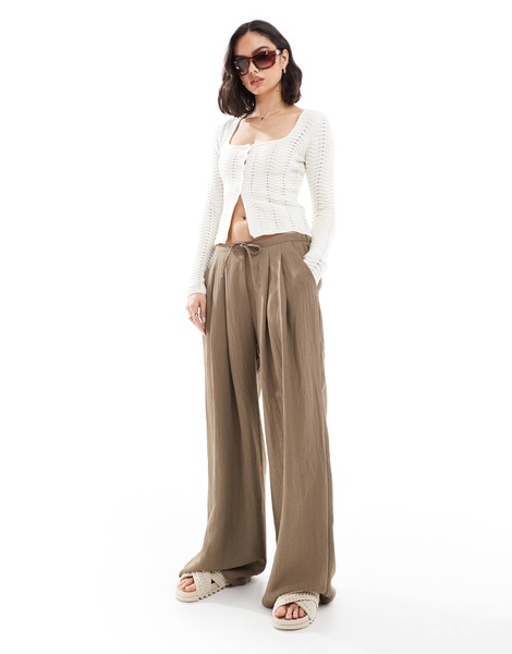 Bershka pointelle knit cardigan in ecru