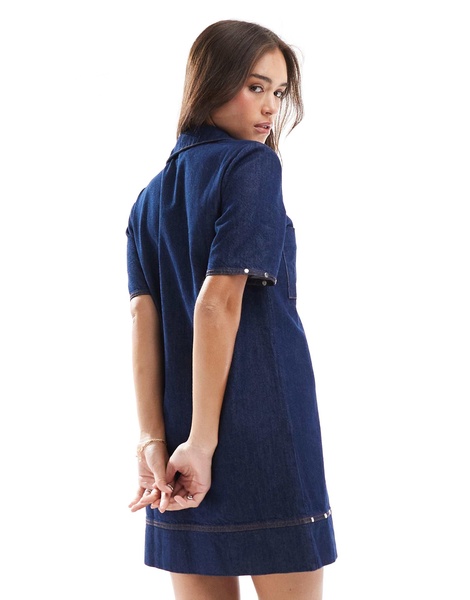 ASOS DESIGN denim shirt dress with studs in blue