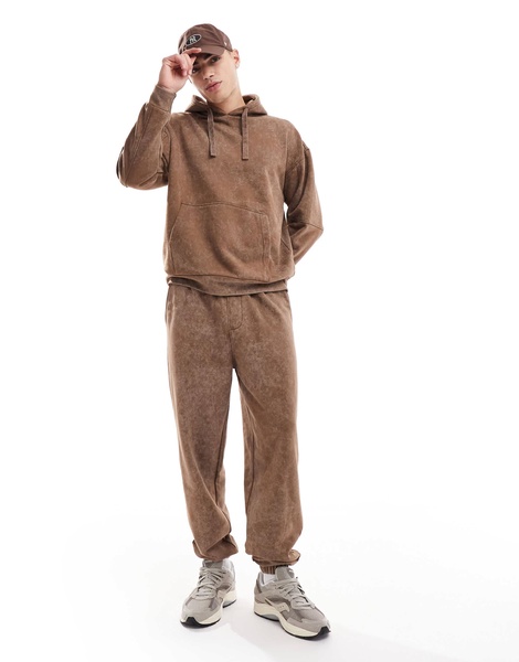 Another Influence acid wash hoodie in brown