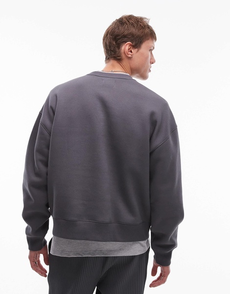 Topman boxy fit sweatshirt in charcoal