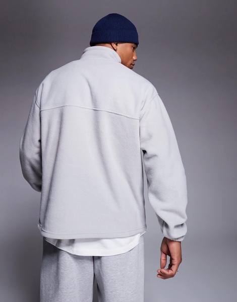 ASOS DESIGN oversized quarter zip fleece sweatshirt in light gray