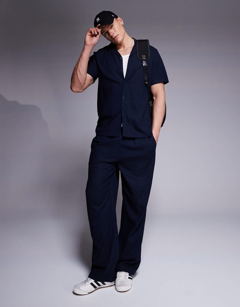 South Beach short sleeve beach shirt in slate blue