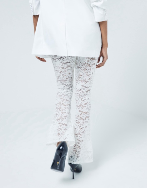 River Island lace flare pants in cream