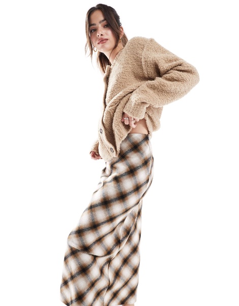 Stradivarius midi skirt in check print