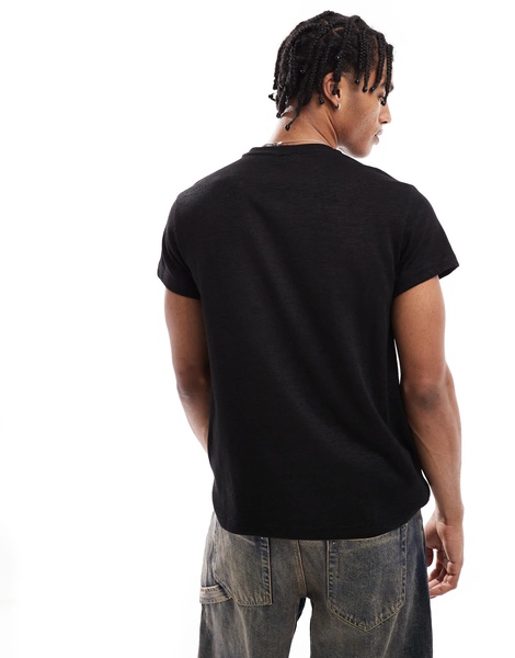Bershka linen look t-shirt in black