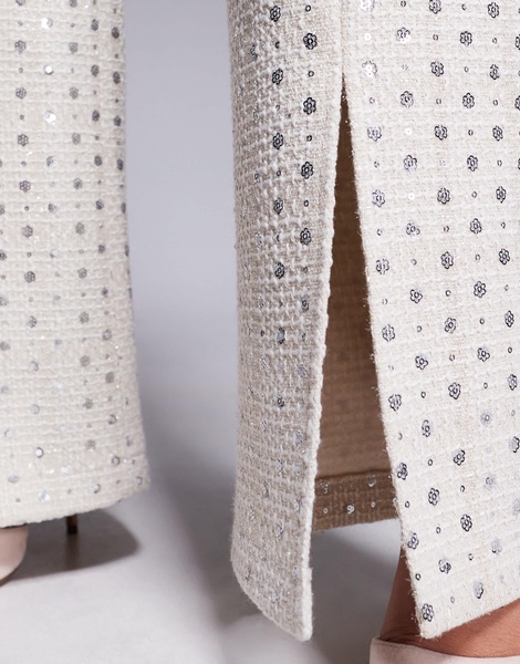 ASOS LUXE embellished boucle pants in cream - part of a set