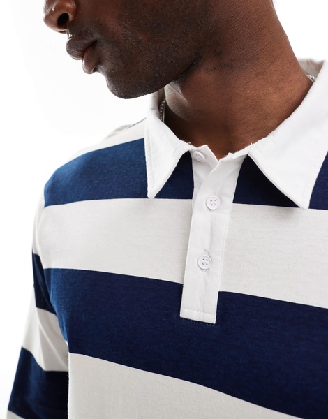 Another Influence striped rugby long sleeve t-shirt in blue