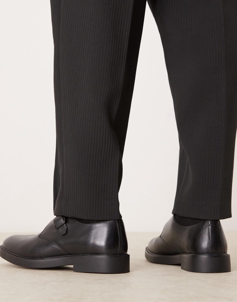 ASOS DESIGN monk shoes in black leather
