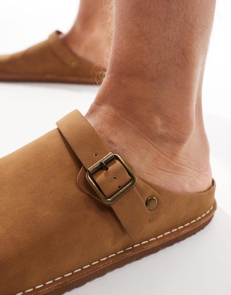 ASOS DESIGN mule clog loafers in tan
